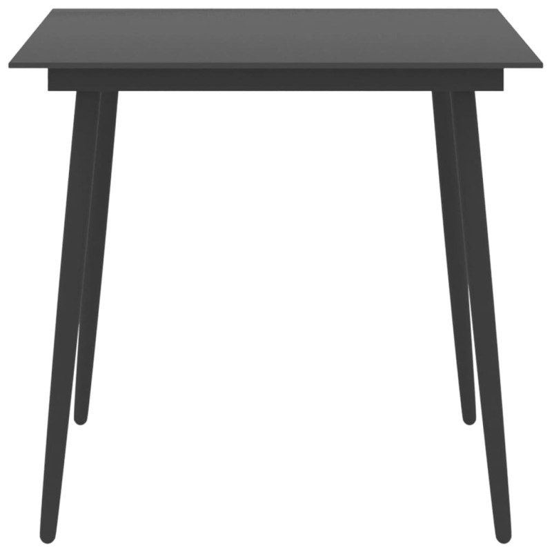 Produktbild för Trädgårdsbord svart 80x80x74 cm stål och glas