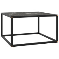 Miniatyr av produktbild för Soffbord svart med svart marmor glas 60x60x35 cm