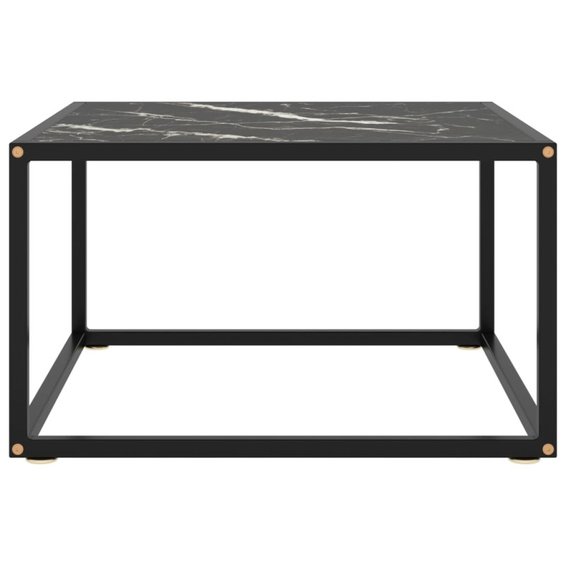 Produktbild för Soffbord svart med svart marmor glas 60x60x35 cm