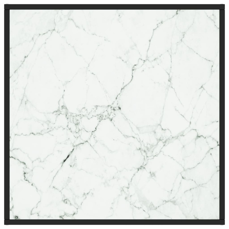 Produktbild för Soffbord med svart vit marmor glas 80x80x35 cm