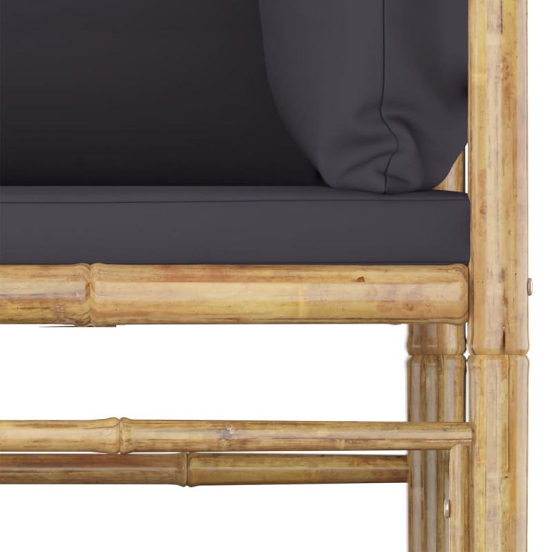 Produktbild för Loungegrupp för trädgården med mörkgrå dynor 9 delar bambu