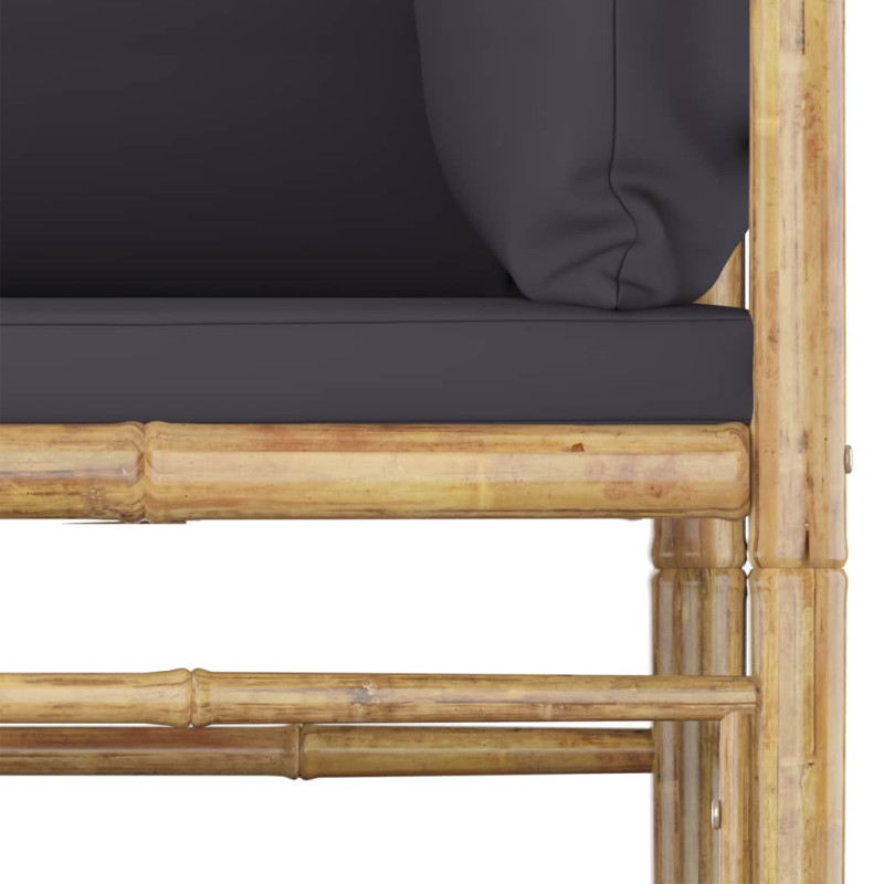 Produktbild för Loungegrupp för trädgården med mörkgrå dynor 7 delar bambu