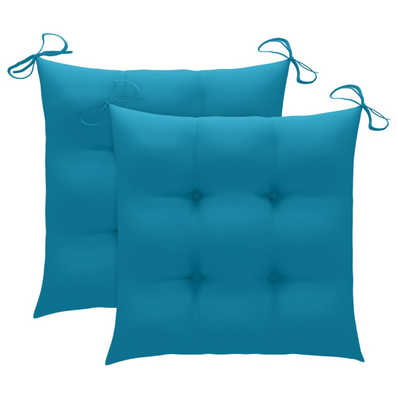 Produktbild för Gungstol med ljusblå dyna massiv teak
