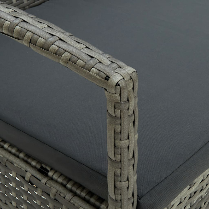 Produktbild för Trädgårdssoffa 3-sits med dyna grå konstrotting