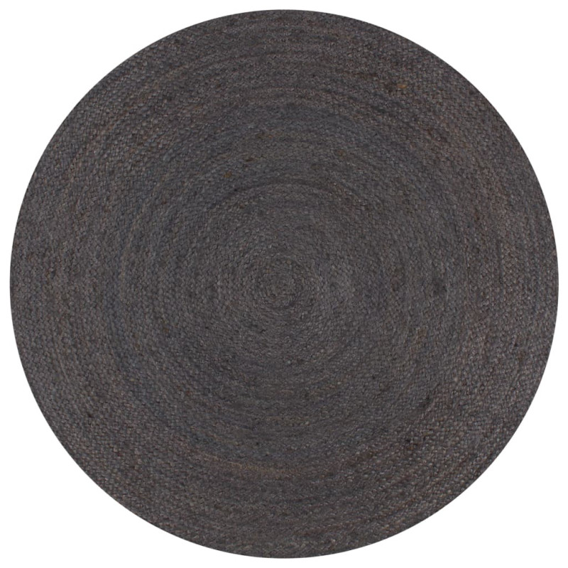 Produktbild för Handgjord jutematta rund 120 cm mörkgrå