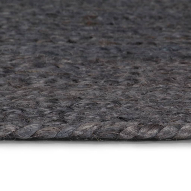 Produktbild för Handgjord jutematta rund 120 cm mörkgrå