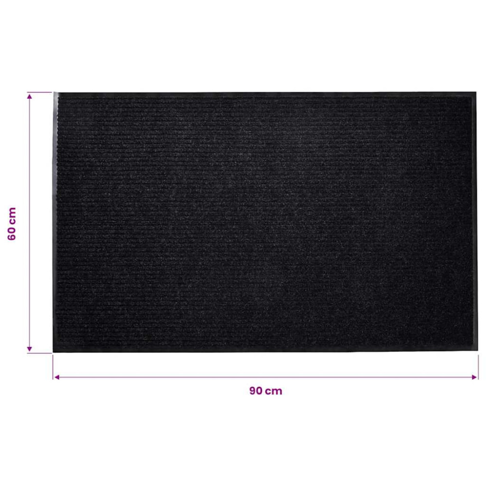 Produktbild för Dörrmatta svart 90 x 60 cm PVC