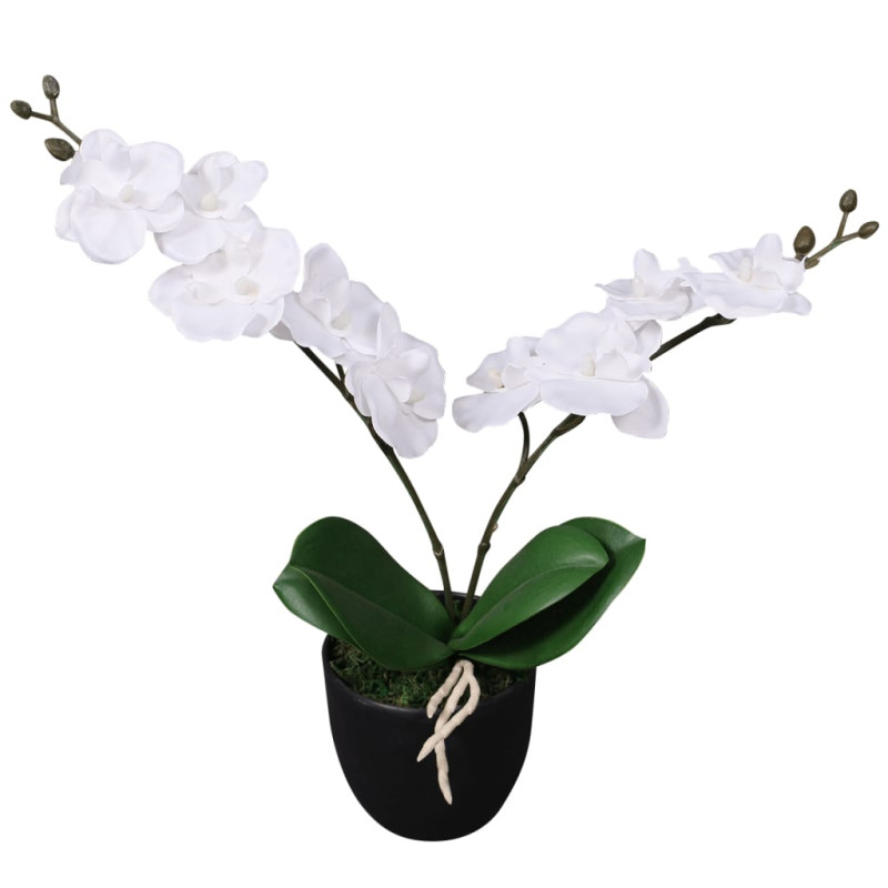 Produktbild för Konstväxt Orkidé med kruka 30 cm vit