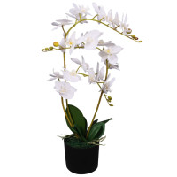 Miniatyr av produktbild för Konstväxt Orkidé med kruka 65 cm vit