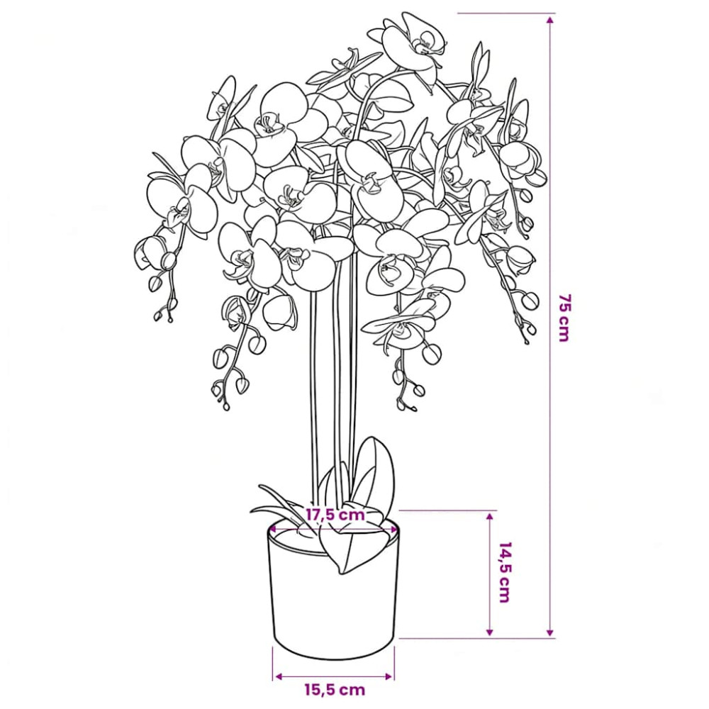 Produktbild för Konstväxt Orkidé med kruka 75 cm vit
