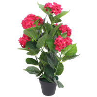 Produktbild för Konstväxt Hortensia med kruka 60 cm röd