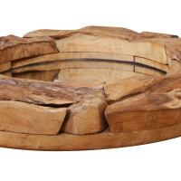 Produktbild för Prydnadsspegel teak 60 cm rund