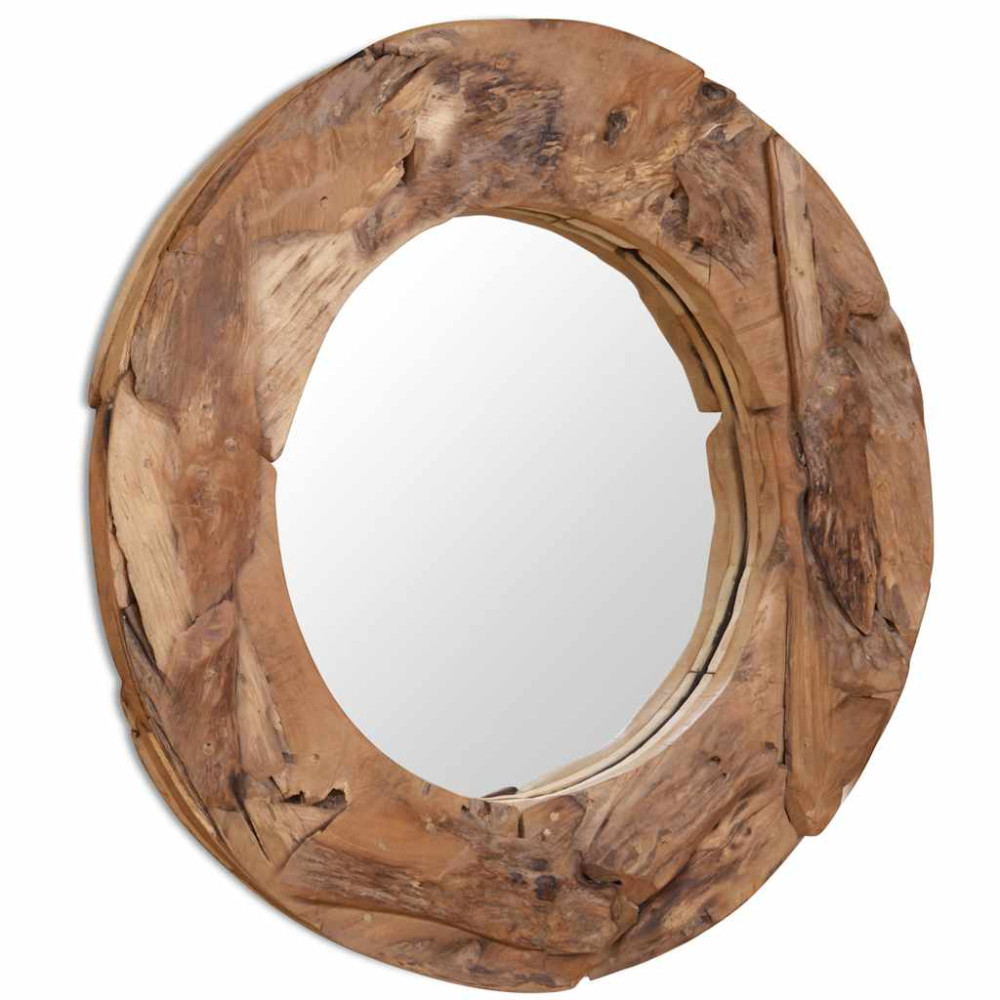 Produktbild för Prydnadsspegel teak 80 cm rund