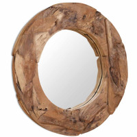 Produktbild för Prydnadsspegel teak 80 cm rund