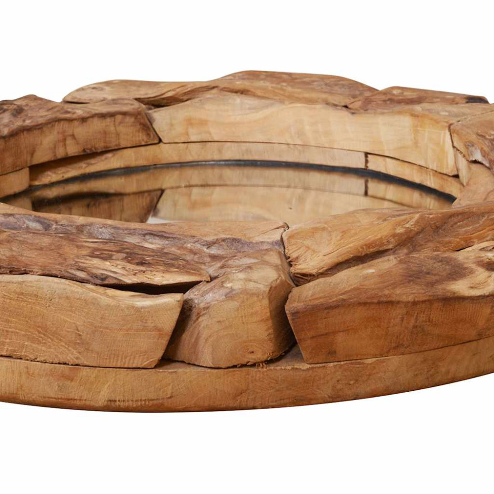 Produktbild för Prydnadsspegel teak 80 cm rund