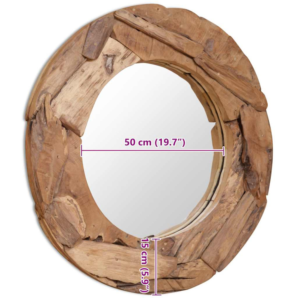 Produktbild för Prydnadsspegel teak 80 cm rund