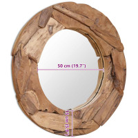 Produktbild för Prydnadsspegel teak 80 cm rund