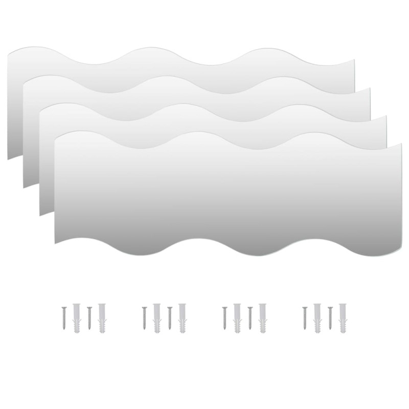 Produktbild för Väggspeglar 4 st 60x18,5 cm vågformade