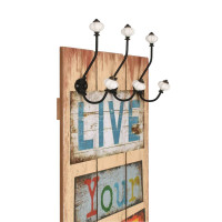 Produktbild för Väggmonterad klädhängare med 6 krokar LIVE LIFE 120x40 cm