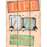 Produktbild för Väggmonterad klädhängare med 6 krokar LIVE LIFE 120x40 cm