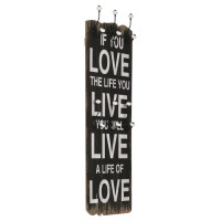 Produktbild för Väggmonterad klädhängare med 6 krokar LOVE LIFE 120x40 cm