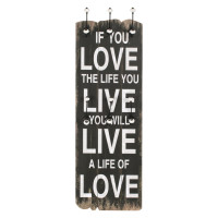 Produktbild för Väggmonterad klädhängare med 6 krokar LOVE LIFE 120x40 cm