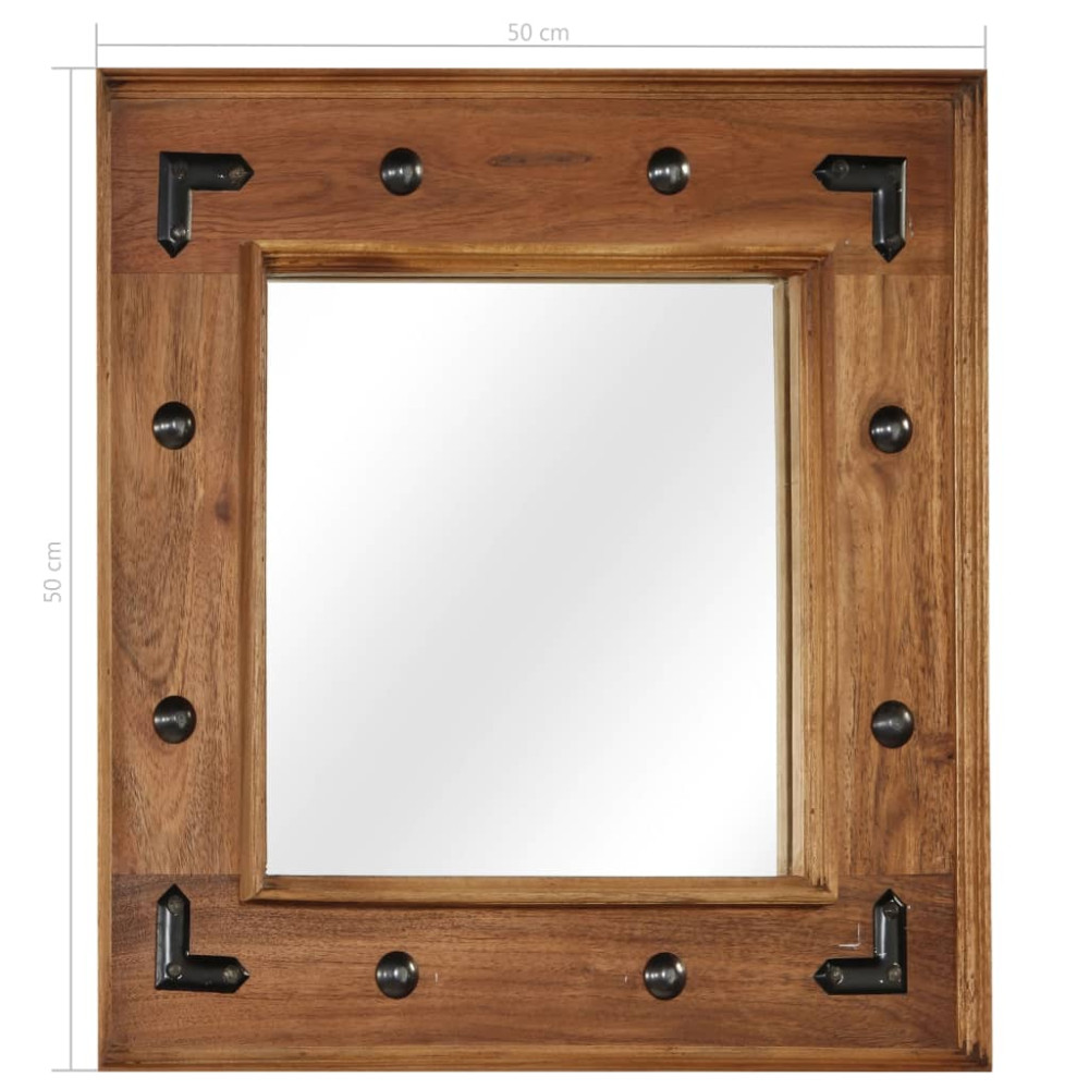 Produktbild för Spegel massivt akaciaträ 50x50 cm