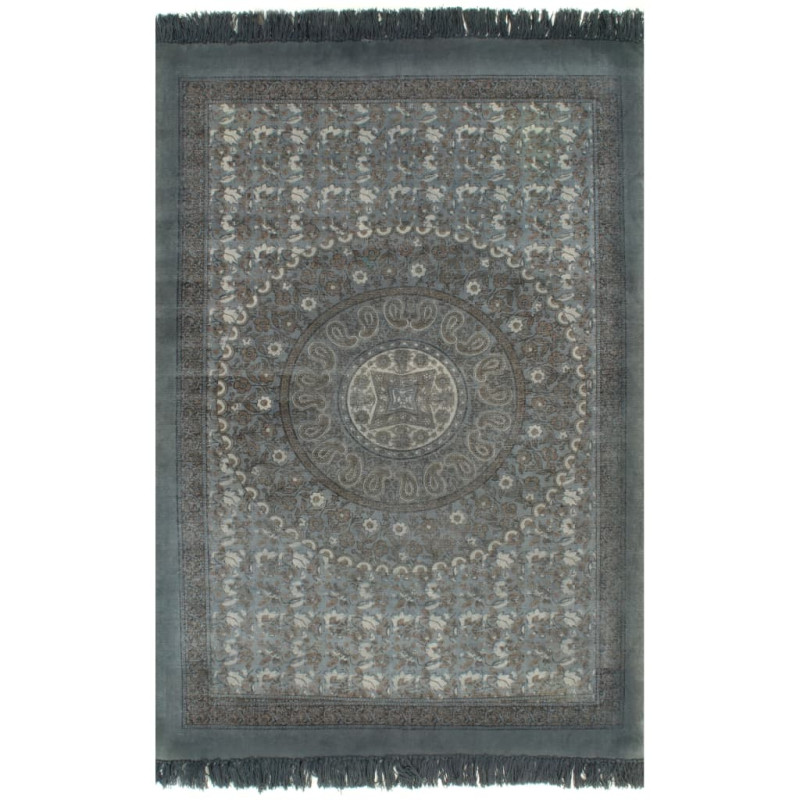 Produktbild för Kelimmatta bomull 120x180 cm med mönster grå