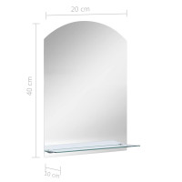 Produktbild för Väggspegel med hylla 20x40 cm härdat glas
