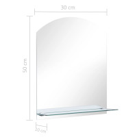 Produktbild för Väggspegel med hylla 30x50 cm härdat glas