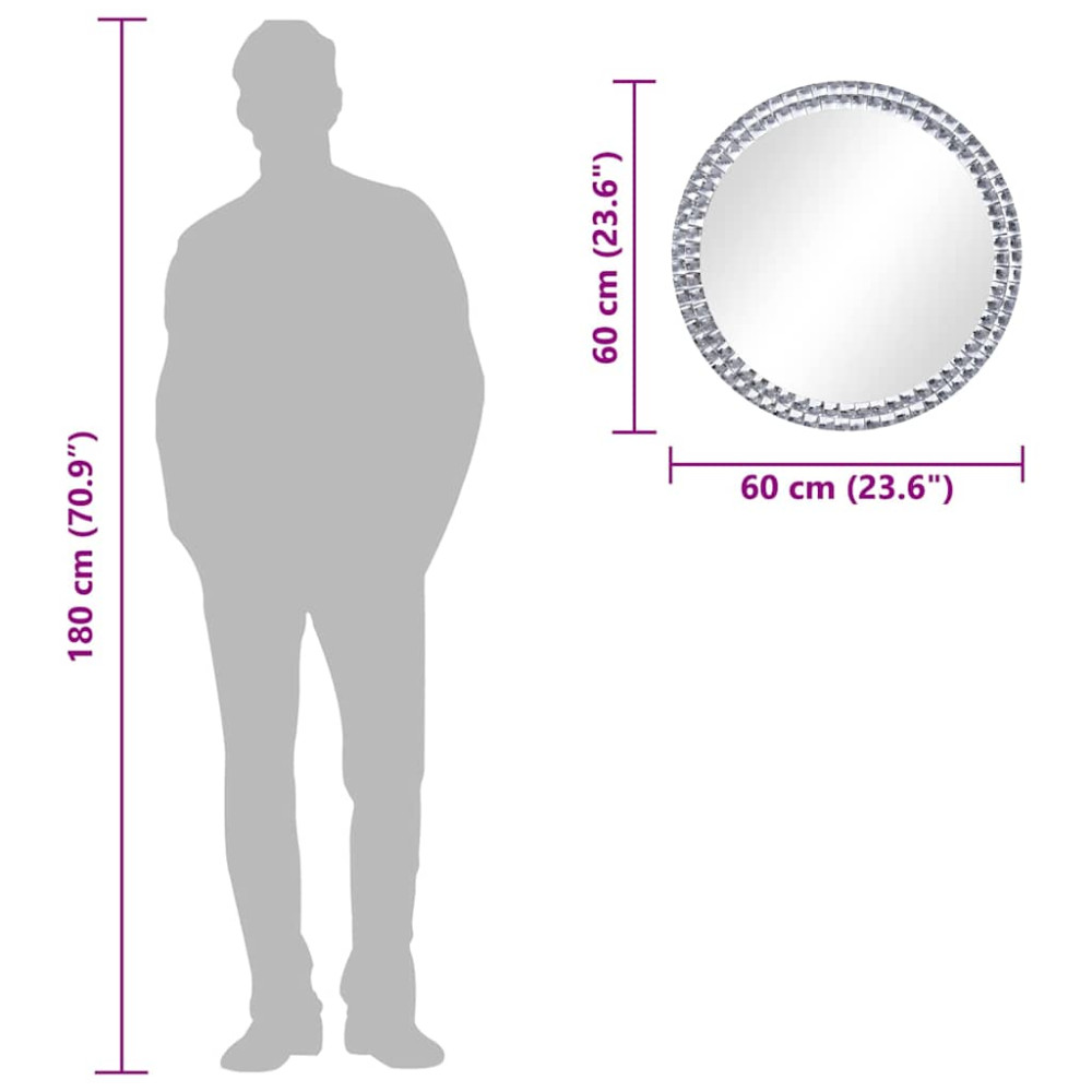Produktbild för Väggspegel 60 cm härdat glas