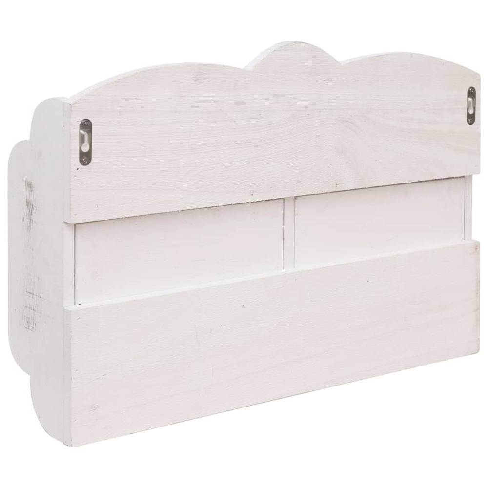 Produktbild för Väggkrokar med förvaring vit 50x10x34 cm trä