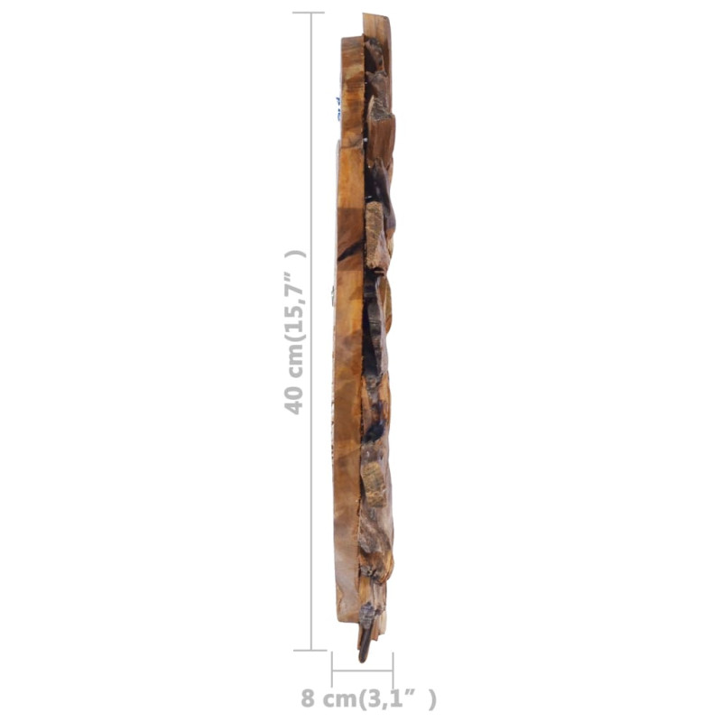 Produktbild för Väggspegel rund 40 cm teak