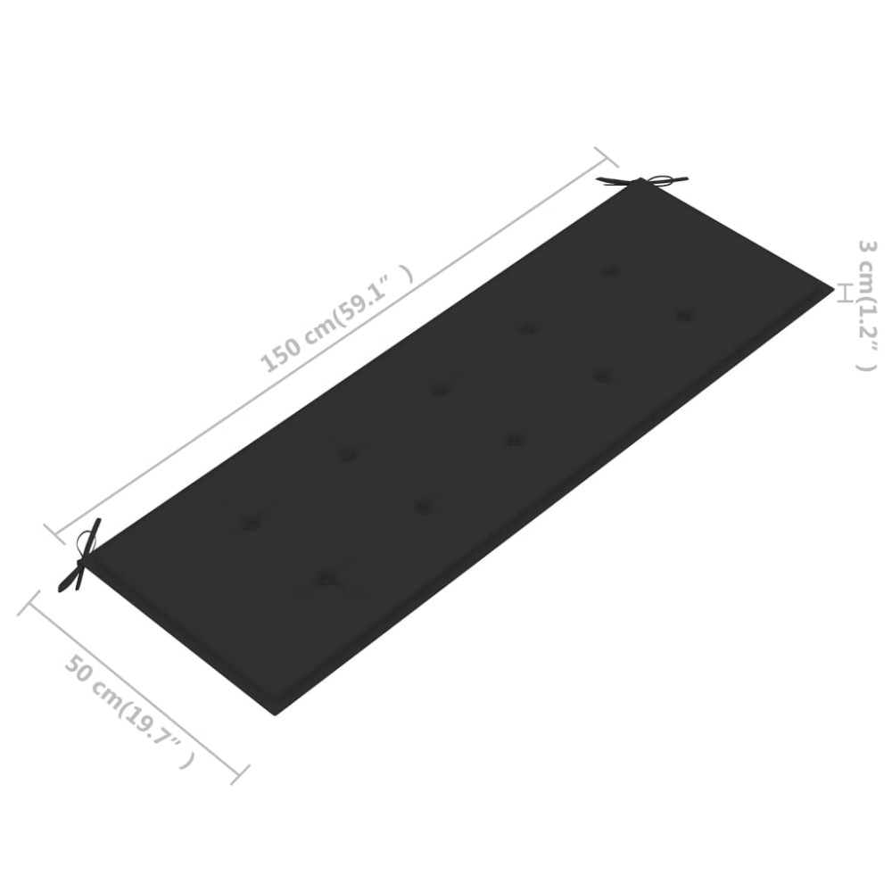Produktbild för Trädgårdsbänk 3-sits med dyna 150 cm massivt eukalyptusträ