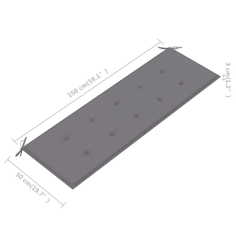Produktbild för Trädgårdsbänk 3-sits med dyna 150 cm massivt eukalyptusträ
