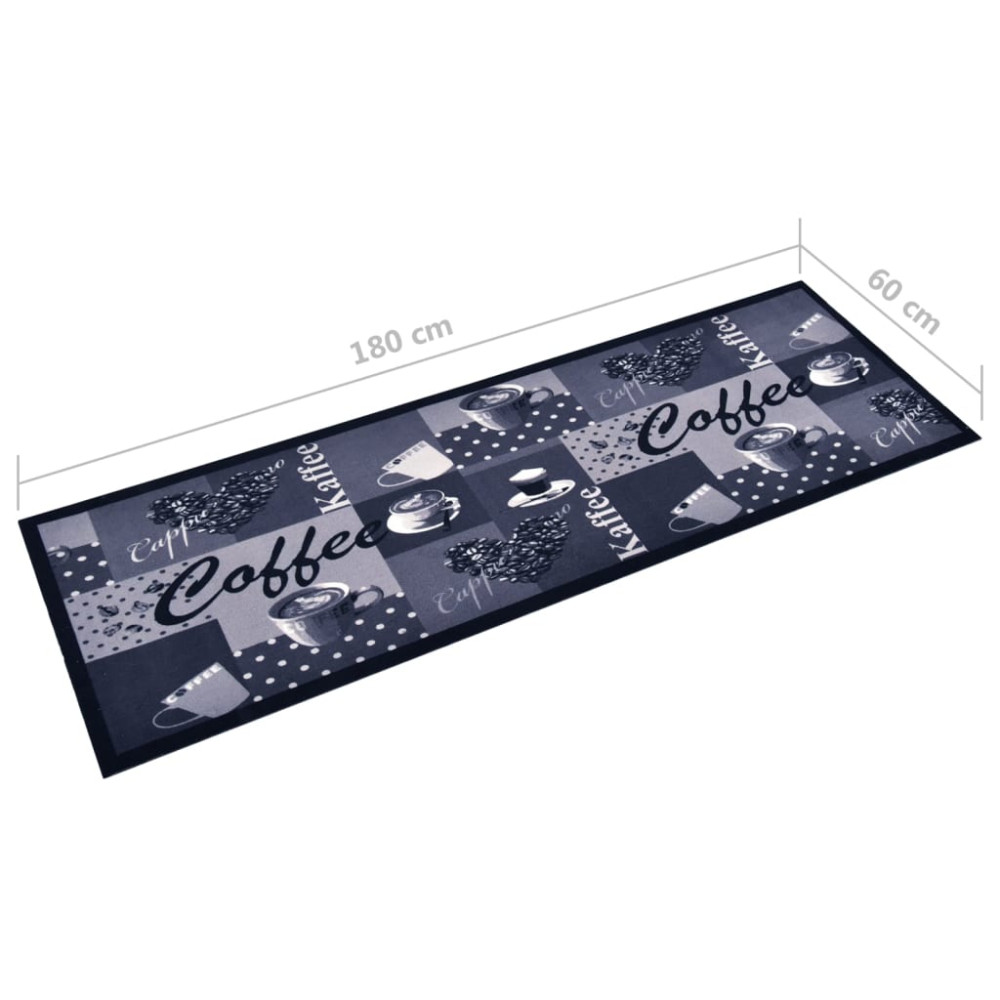 Produktbild för Köksmatta maskintvättbar kaffe blå 60x180 cm