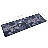 Produktbild för Köksmatta maskintvättbar kaffe blå 60x300 cm