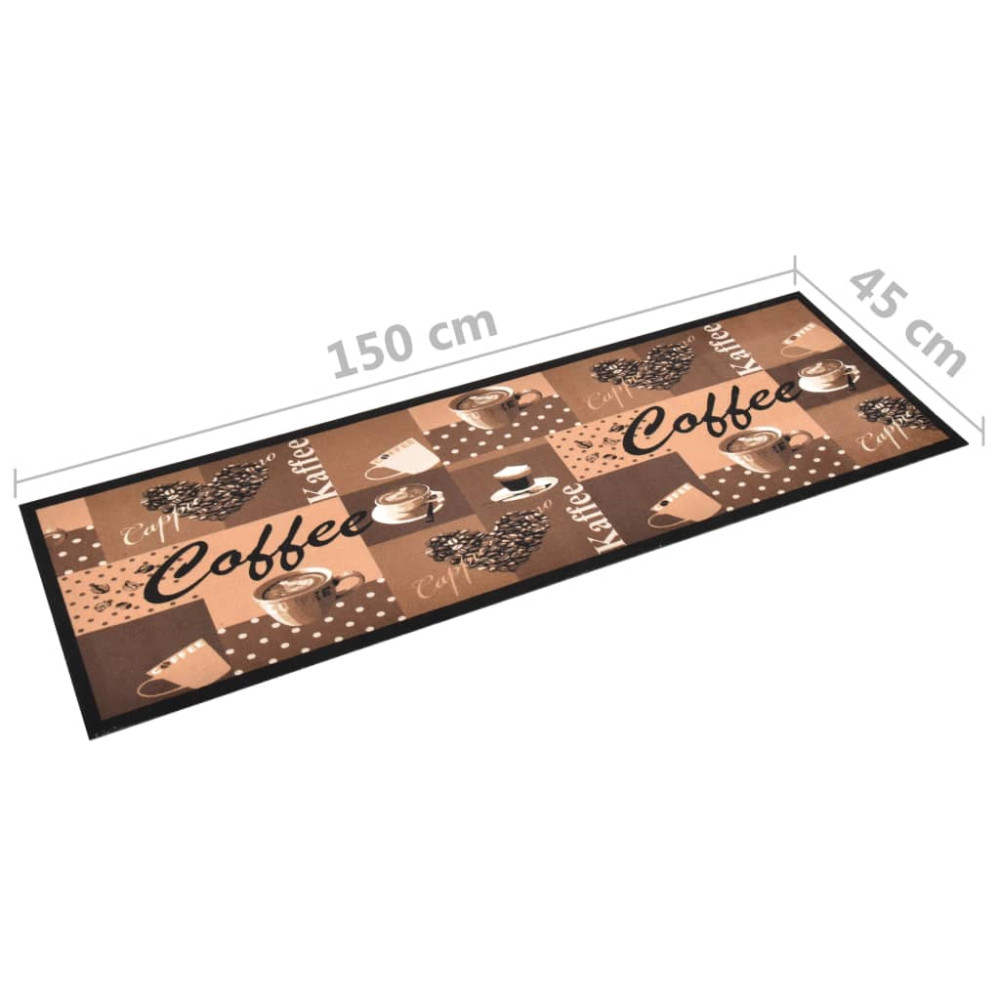 Produktbild för Köksmatta maskintvättbar kaffe brun 45x150 cm