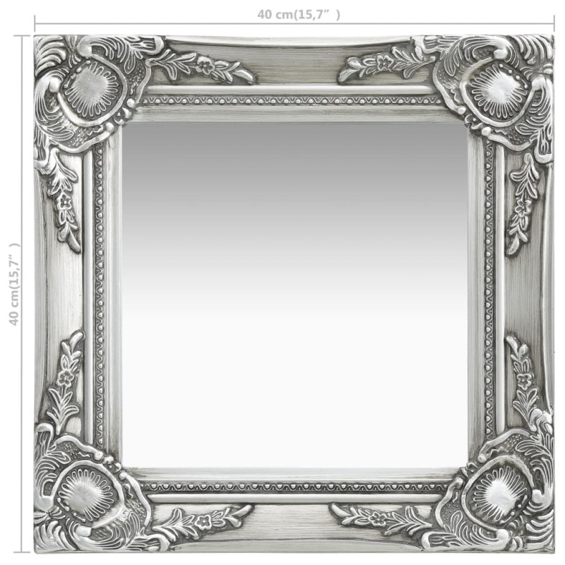 Produktbild för Väggspegel barockstil 40x40 cm silver