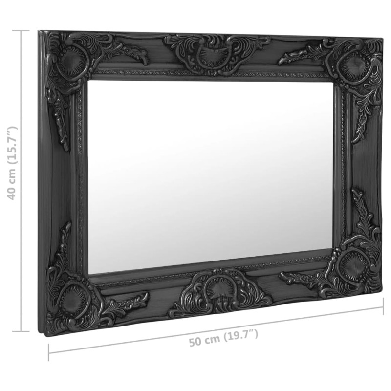 Produktbild för Väggspegel barockstil 50x40 cm svart