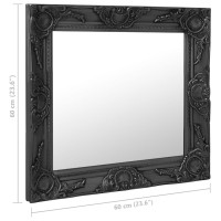 Produktbild för Väggspegel barockstil 60x60 cm svart