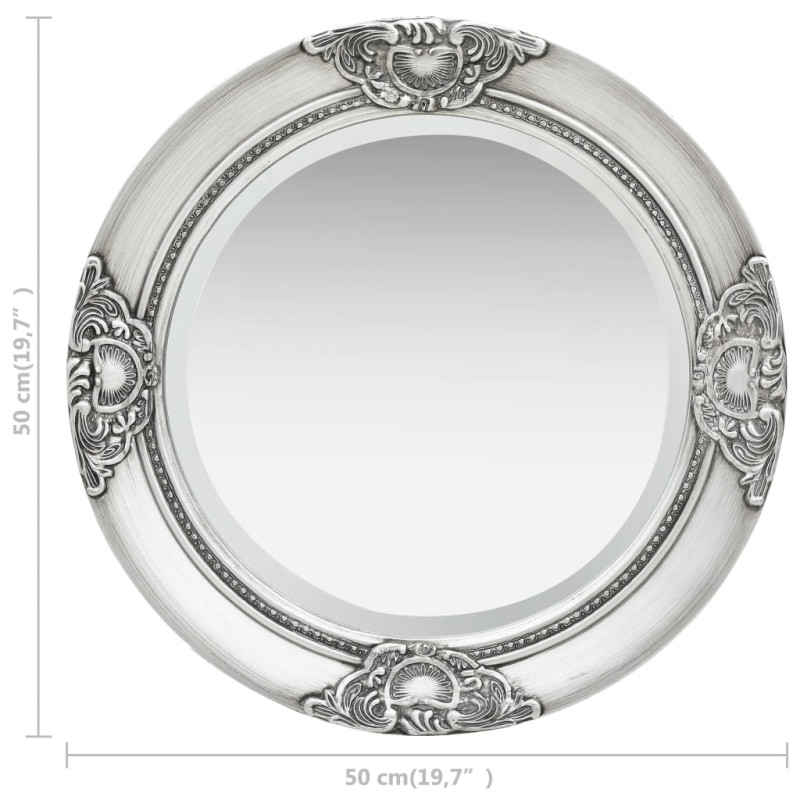 Produktbild för Väggspegel barockstil 50 cm silver