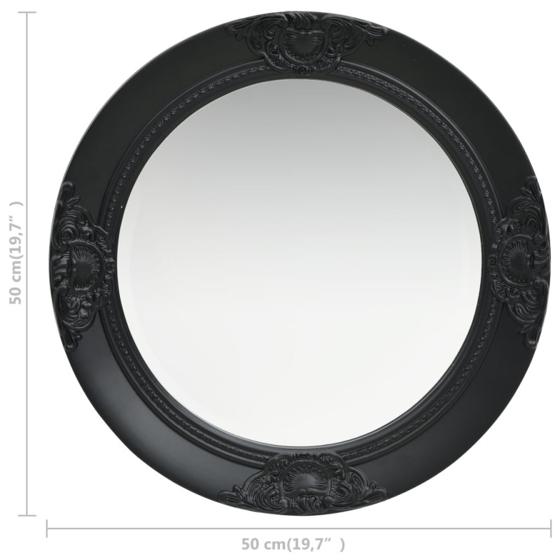 Produktbild för Väggspegel barockstil 50 cm svart