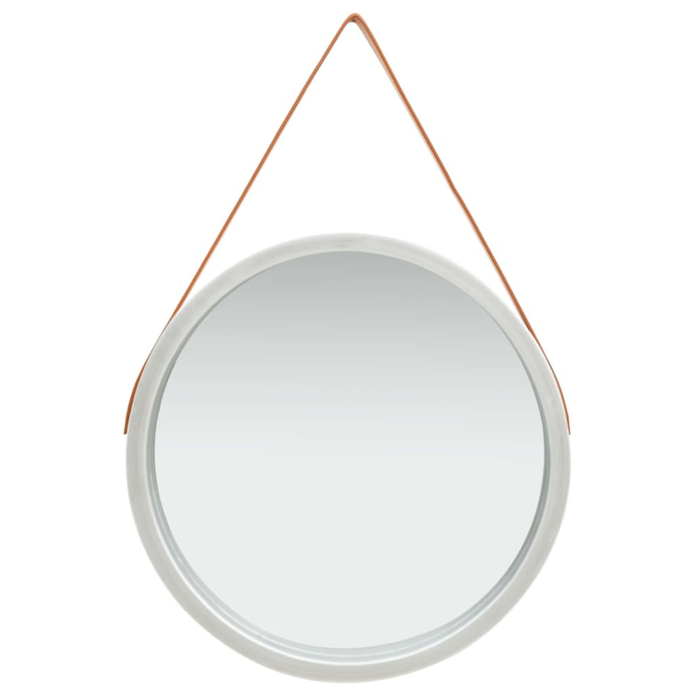 Produktbild för Väggspegel med rem 60 cm silver