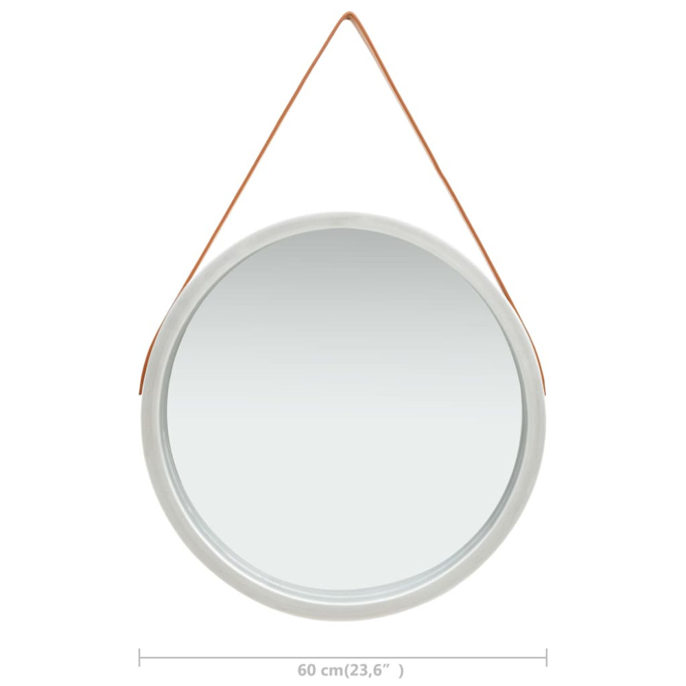 Produktbild för Väggspegel med rem 60 cm silver