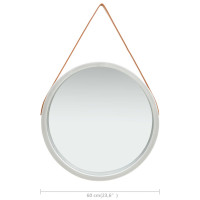 Produktbild för Väggspegel med rem 60 cm silver