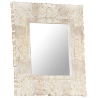 Produktbild för Spegel vit 50x50 massivt mangoträ
