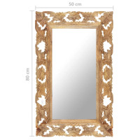 Produktbild för Handsnidad spegel brun 80x50 cm massivt mangoträ