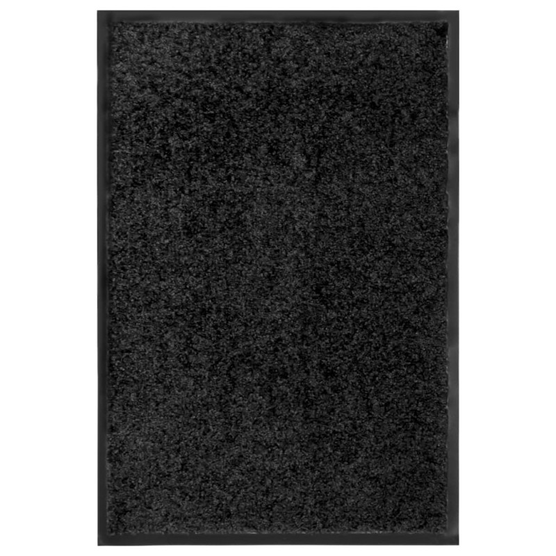 Produktbild för Dörrmatta tvättbar svart 40x60 cm