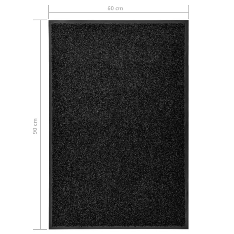 Produktbild för Dörrmatta tvättbar svart 60x90 cm
